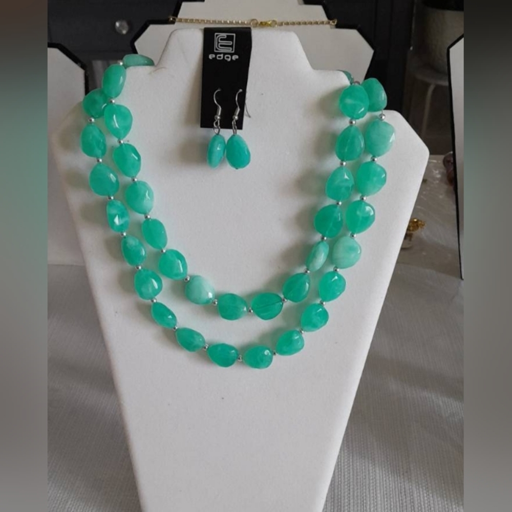 New Handmade design aqua necklace and earrings set